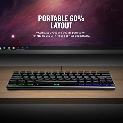 Cooler Master SK620 60% Space Gray Mechanical Low Profile Gaming Keyboard, Linear Red Switches, Customizable RGB, Ergonomic Design, USB-C Connectivity, Mac/Windows, QWERTY (SK-620-GKTR1-US)