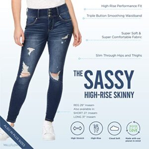 WallFlower Women's Size Juniors InstaSoft High-Rise Sassy Skinny Jeans (Standard, Noir, 14 Plus