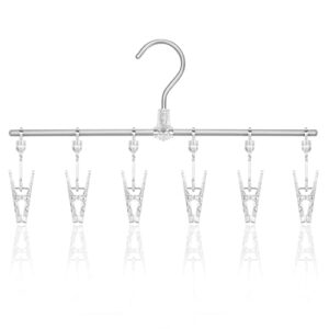 faleju high-strength aluminum alloy underwear and socks drying rack 6 clip set for drying cap, face mask, socks, towels, underwear, diapers (white)