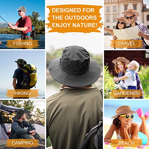Sun Hats for Men Women for Fishing, Wide Brim Sun Protection Hat with Breathable for Safari, Fisherman, Hiking, Boonie Hats (Gray)