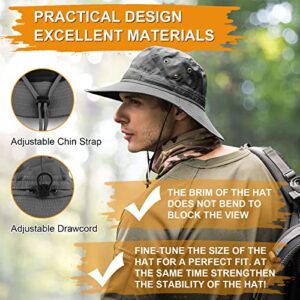 Sun Hats for Men Women for Fishing, Wide Brim Sun Protection Hat with Breathable for Safari, Fisherman, Hiking, Boonie Hats (Gray)