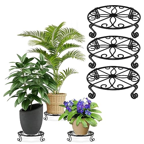 Metal Plant Stand Indoor,Outdoor Plant Stands Plant Holders,short Plant Stand corner,Small Plant Stand for Indoor Plants,Heavy Duty Flower Pot Stand Holder,Plant Rack Plant Display Shelf,Black (3 Pack)