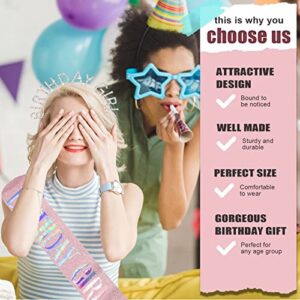 Birthday Crown for Girls, ADIIL Birthday Girl Sash and Birthday Tiara for Women Set, Rose Gold Birthday Girl Headband and Birthday Sash for Women, Happy Birthday Accessories Gifts