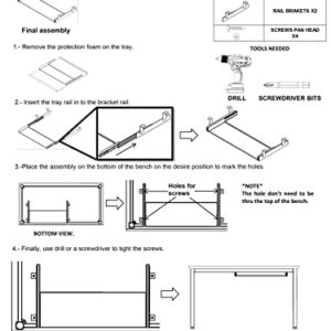 Keyboard Tray Under Desk, Powder Coated Steel Construction, Slide Out Large Keyboard Mouse Keyboard Tray Kit 9"D x 27"W - by BenchPro