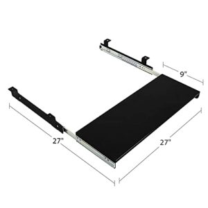 Keyboard Tray Under Desk, Powder Coated Steel Construction, Slide Out Large Keyboard Mouse Keyboard Tray Kit 9"D x 27"W - by BenchPro