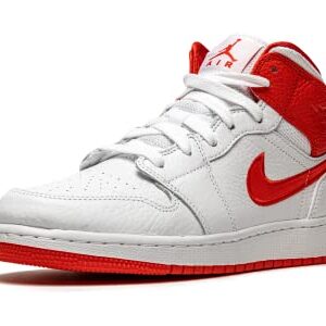 Nike Youth Air Jordan 1 Mid Se GS 85", White/Multi/Color/Chile Red, 6Y