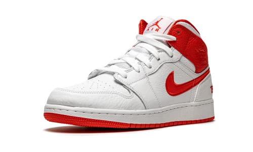 Nike Youth Air Jordan 1 Mid Se GS 85", White/Multi/Color/Chile Red, 6Y