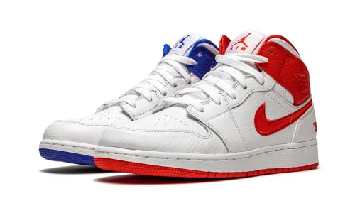 Nike Youth Air Jordan 1 Mid Se GS 85", White/Multi/Color/Chile Red, 6Y