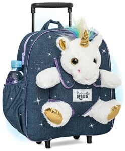 naturally kids rolling backpack for girls, toddler luggage for girls, toddler suitcase for girls, toddler unicorn backpack for girls 4-6, kids backpacks girls kindergarten, roller backpacks girls boys