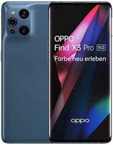 oppo find x3 pro 5g cph2173 global rom eu/uk model dual sim 12gb ram, 256gb storage factory unlocked international version - blue