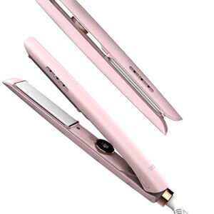 lena ionic flat iron | ceramic hair straightener | 1" professional styling tools for straightening and curling, extra ion care, max 450 f, dual voltage, pink