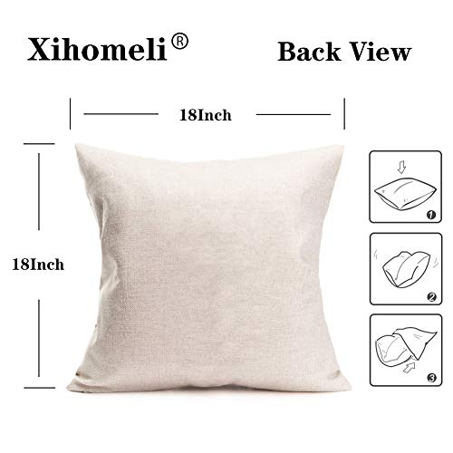 Xihomeli Cotton Linen Home Decorative 18x18 Inch Throw Pillow Covers Set of 4 Wood Grain America Map Washington New York Cushion Case Love The World Quotes Pillowcase