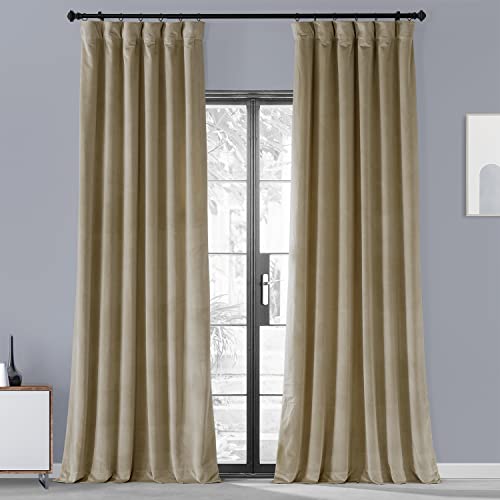 HPD HALF PRICE DRAPES VLCH-F9201087-84 Urban Lush Velvet Curtain, 50 X 84, Harbor Beige