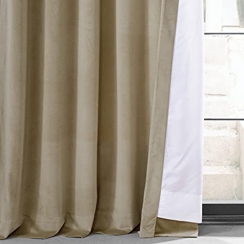 HPD HALF PRICE DRAPES VLCH-F9201087-84 Urban Lush Velvet Curtain, 50 X 84, Harbor Beige