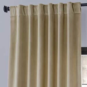 HPD HALF PRICE DRAPES VLCH-F9201087-84 Urban Lush Velvet Curtain, 50 X 84, Harbor Beige