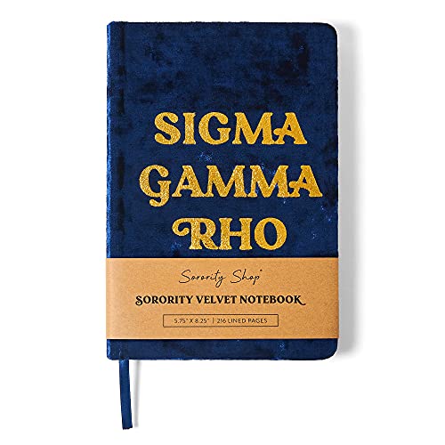 Sorority Shop Sigma Gamma Rho Notebook - SGR Velvet Notebook with Velvet Cover, Gold Foil Imprint, Satin Ribbon, 216 Lined Pages, Glued Binding - Sorority Journal, Sigma Gamma Rho Sorority Gift