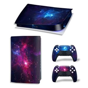 skinown skin sticker decal for ps5 digital edition console and controllers purple sapce
