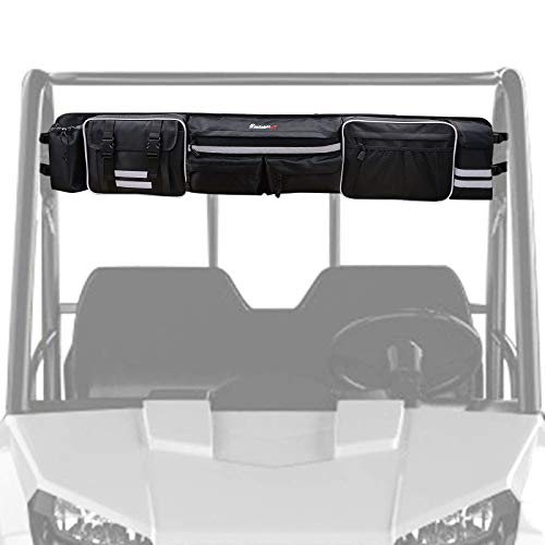 UTV Large Roll Cage Bag Roll Bar Overhead Storage Organizer Cargo Bags with Reflective Strip Compatible with Ranger RZR Pioneer Talon