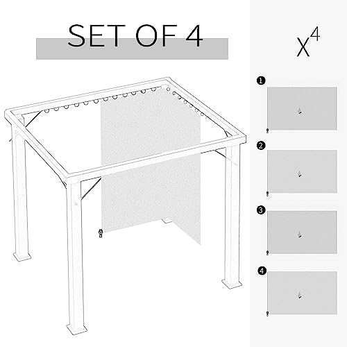 Outsunny 10' x 12' Gazebo Sidewall Set with 4 Panels, Hooks/C-Rings Included for Pergolas & Cabanas, Beige