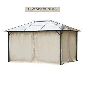 Outsunny 10' x 12' Gazebo Sidewall Set with 4 Panels, Hooks/C-Rings Included for Pergolas & Cabanas, Beige