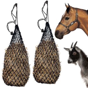 majestic ally 2 pcs ultra slow feed 1.5"x1.5" holes 40” hay net for horses and livestocks (black)