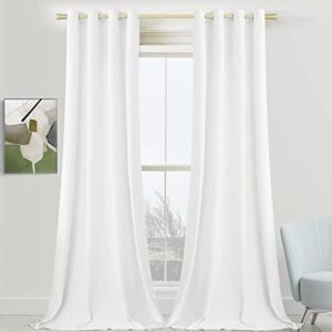 snitie white 96in long velvet curtains with grommet, super soft thermal insulated noise reducing thick light filtering velvet drapes for living room and bedroom, set of 2 panels, 52 x 96 inch long