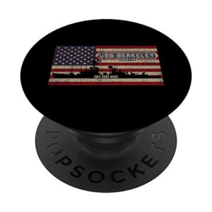 USS Berkeley DDG-15 Destroyer Ship USA American Flag PopSockets Swappable PopGrip