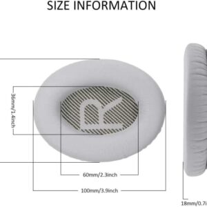 T Tersely Replacement Earpads Cushions for Bose QuietComfort 35 II/45 (QC35/QC45/QC35 II) Headphones, Complete with QC35 Shaped Scrims with 'L and R' Lettering QC2 QC15 QC25 Sound True Ear Pads (Grey)