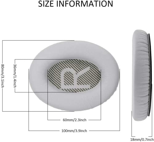 T Tersely Replacement Earpads Cushions for Bose QuietComfort 35 II/45 (QC35/QC45/QC35 II) Headphones, Complete with QC35 Shaped Scrims with 'L and R' Lettering QC2 QC15 QC25 Sound True Ear Pads (Grey)