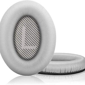 T Tersely Replacement Earpads Cushions for Bose QuietComfort 35 II/45 (QC35/QC45/QC35 II) Headphones, Complete with QC35 Shaped Scrims with 'L and R' Lettering QC2 QC15 QC25 Sound True Ear Pads (Grey)