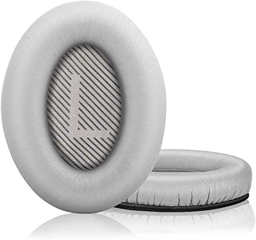 T Tersely Replacement Earpads Cushions for Bose QuietComfort 35 II/45 (QC35/QC45/QC35 II) Headphones, Complete with QC35 Shaped Scrims with 'L and R' Lettering QC2 QC15 QC25 Sound True Ear Pads (Grey)