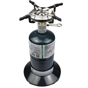 randder propane stove portable camping gas stove 10,000 btu bottletop single adjustable burner with 1 lb tank base carrying case great for emergencies outdoor (gas stove & base (set-2))