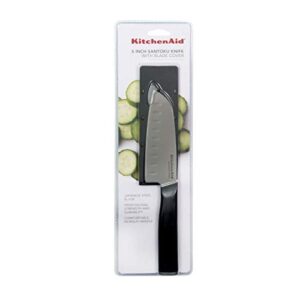 KitchenAid Classic Santoku Knife with Custom-Fit Blade Cover, 5-inch, Sharp Kitchen Knife, High-Carbon Japanese Stainless Steel Blade, Black