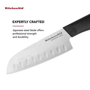 KitchenAid Classic Santoku Knife with Custom-Fit Blade Cover, 5-inch, Sharp Kitchen Knife, High-Carbon Japanese Stainless Steel Blade, Black