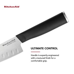 KitchenAid Classic Santoku Knife with Custom-Fit Blade Cover, 5-inch, Sharp Kitchen Knife, High-Carbon Japanese Stainless Steel Blade, Black