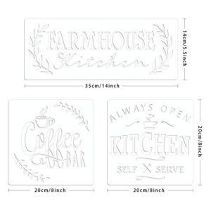 10 Set Farmhouse Kitchen Stencil, Homemade Bakery Rustic Sign Painting Stencils for Home Dining Room Wall Decoration Reusable Templates DIY Wood Sign