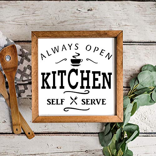 10 Set Farmhouse Kitchen Stencil, Homemade Bakery Rustic Sign Painting Stencils for Home Dining Room Wall Decoration Reusable Templates DIY Wood Sign