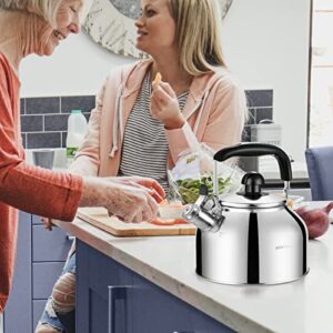 Tea Kettle Stovetop Whistling Teapot Stainless Steel Tea Pots for All Stovetop With Ergonomic Handle - 3 Quart Whistling Teapot