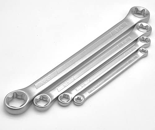 NACHEE 4 Piece TRX-Star E-Torx Box Wrench Set, E6 E8 E10 E12 E14 E18 E20 E24 Torx Tork Set