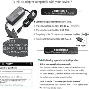 65W USB C Laptop Charger Replacement for Lenovo Thinkpad/Yoga/Chromebook, ADLX65YDC2A Lenovo Laptop Charger