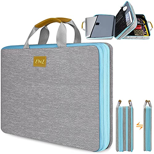 ZINZ Slim and Expandable Laptop Sleeve 15 15.6 16 Inch Case Bag for Popular 15"-16" Notebooks Water-Resistant Handbag Multipurpose Computer Accessories Storage Bag -Gray