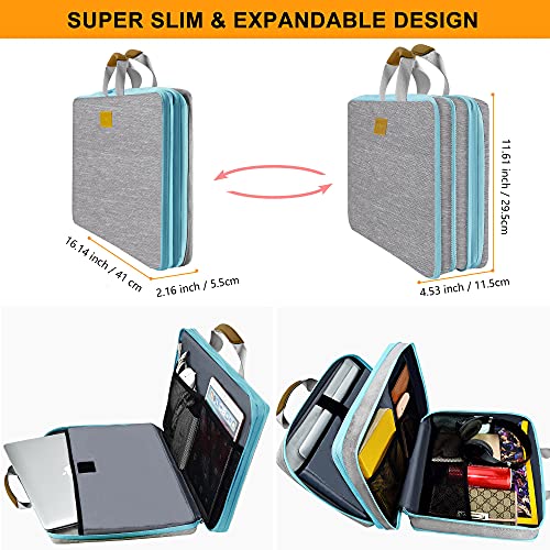 ZINZ Slim and Expandable Laptop Sleeve 15 15.6 16 Inch Case Bag for Popular 15"-16" Notebooks Water-Resistant Handbag Multipurpose Computer Accessories Storage Bag -Gray