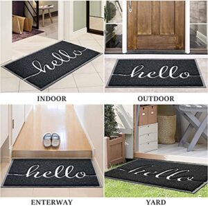 BeneathYourFeet Door Mat (30"x17.5",Black), Durable Welcome Mat Low Profile Floor Mat Front Doormat Indoor Outdoor Door Rug Non Slip Rugs for Entryway, Patio, High Traffic Areas