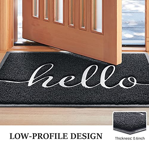 BeneathYourFeet Door Mat (30"x17.5",Black), Durable Welcome Mat Low Profile Floor Mat Front Doormat Indoor Outdoor Door Rug Non Slip Rugs for Entryway, Patio, High Traffic Areas