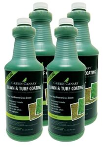 green canary pre-mixed grass colorant - 4 liter bottles (more than 1 gallon), high purity, environmentally safe, natural looking turf, green grass paint, ready to apply grass colorant, made in usa