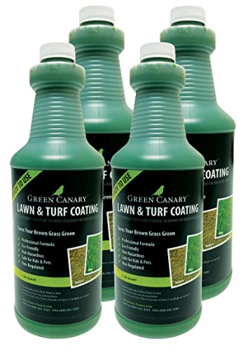 Green Canary Pre-Mixed Grass Colorant - 4 Liter Bottles (More Than 1 Gallon), High Purity, Environmentally Safe, Natural Looking Turf, Green Grass Paint, Ready to Apply Grass Colorant, Made in USA