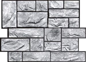 retro-art 3d wall panels, pack of 10, natural stone blocks in grey, pvc, 17.5" x 23.75", cover 28.86 sq.ft. 573sg