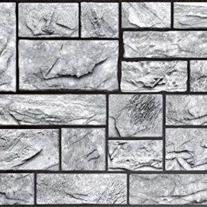 Retro-Art 3D Wall Panels, Pack of 10, Natural Stone Blocks in Grey, PVC, 17.5" x 23.75", Cover 28.86 sq.ft. 573SG