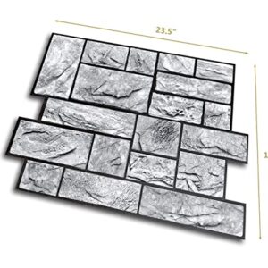 Retro-Art 3D Wall Panels, Pack of 10, Natural Stone Blocks in Grey, PVC, 17.5" x 23.75", Cover 28.86 sq.ft. 573SG