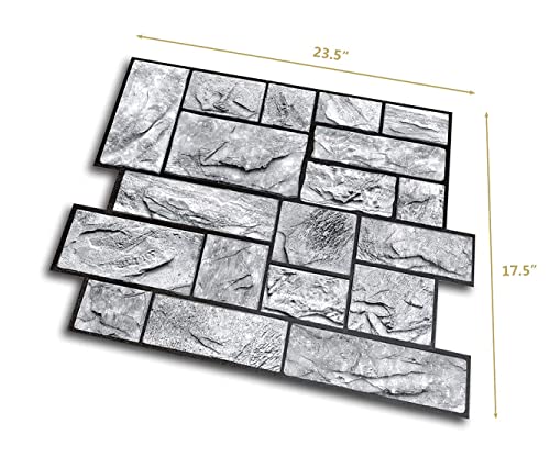 Retro-Art 3D Wall Panels, Pack of 10, Natural Stone Blocks in Grey, PVC, 17.5" x 23.75", Cover 28.86 sq.ft. 573SG